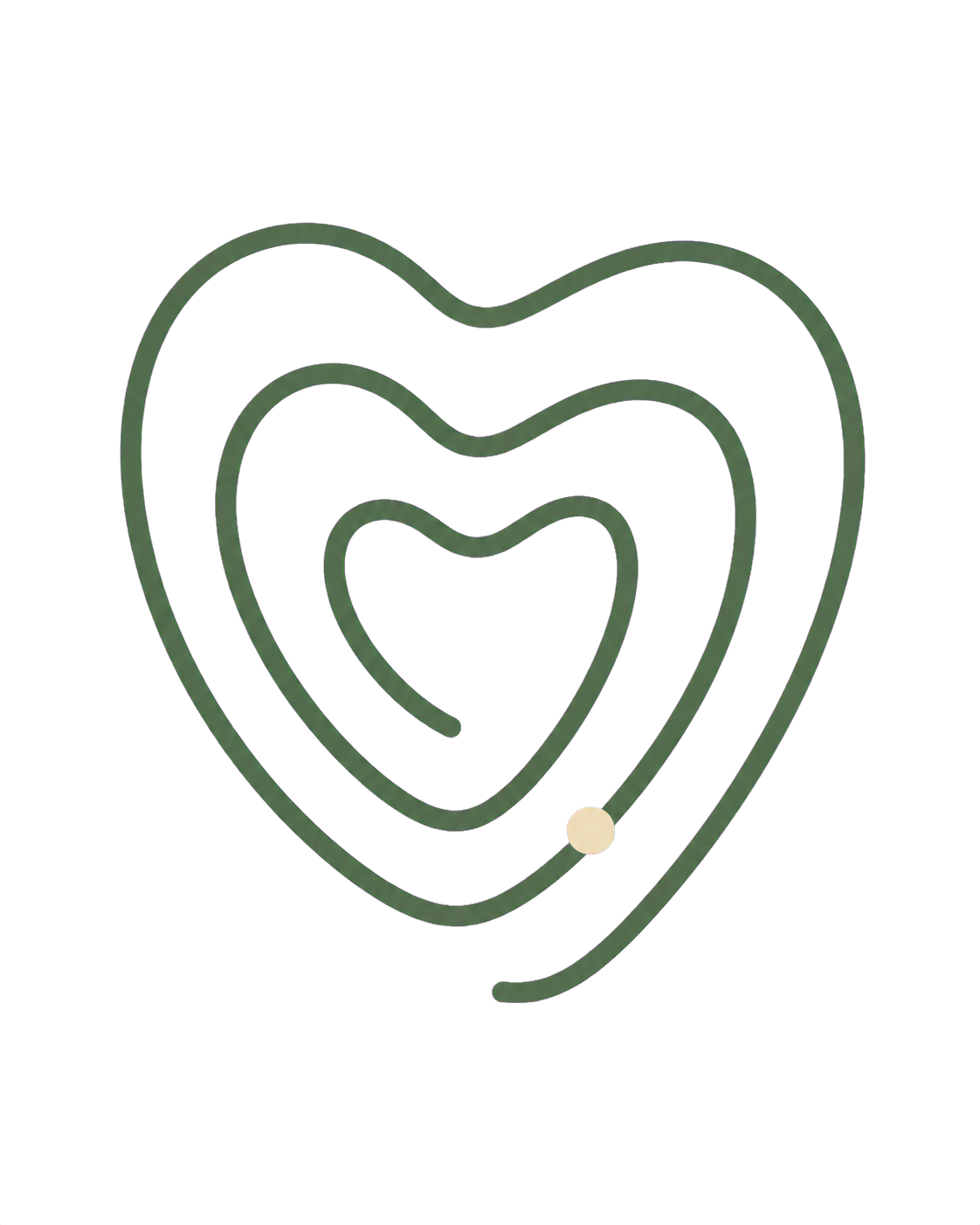 Corazón abstracto de curvas concéntricas que representa un ritmo de respiración.