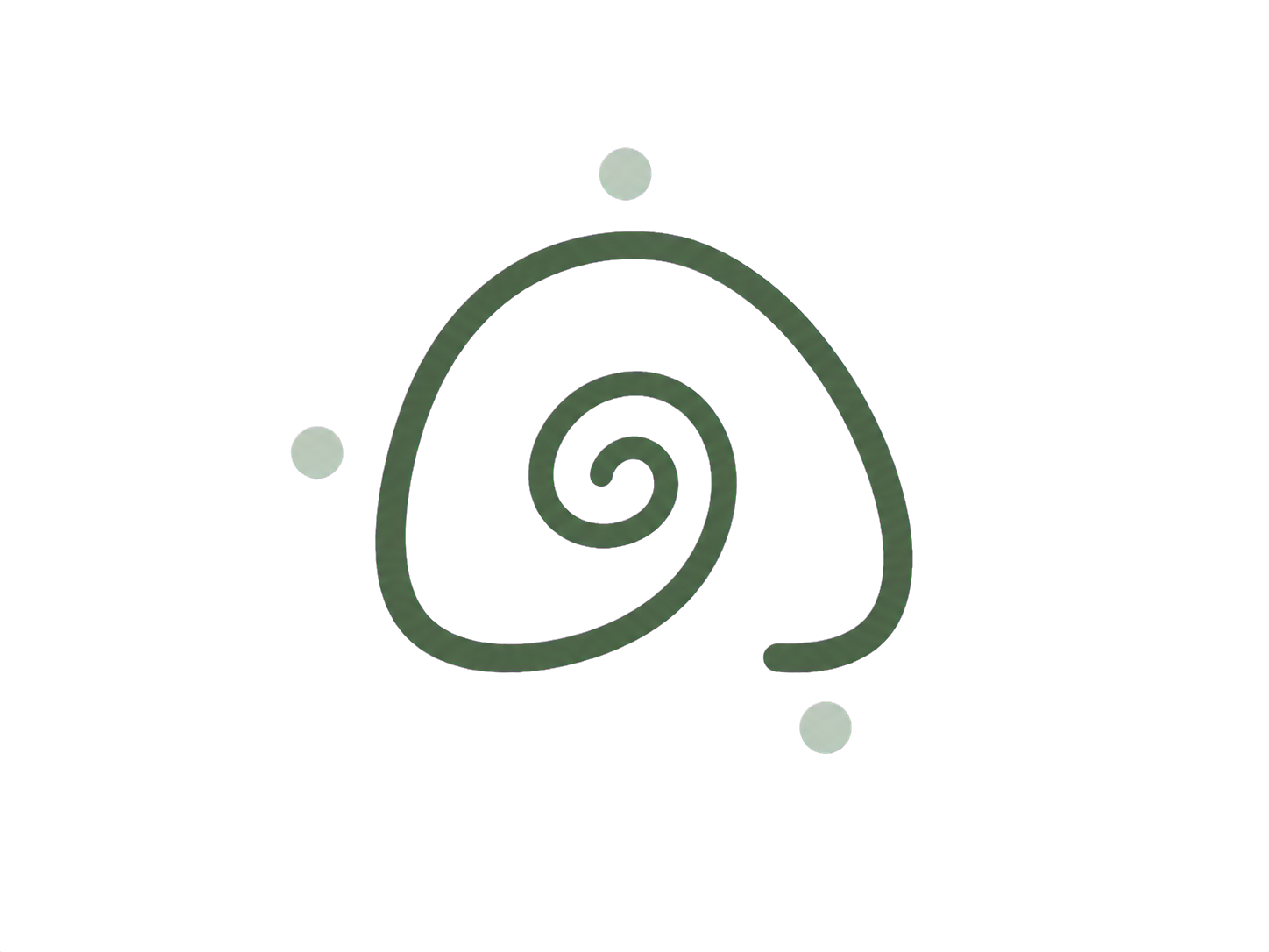 Contorno orgánico con una espiral interior y tres círculos exteriores.